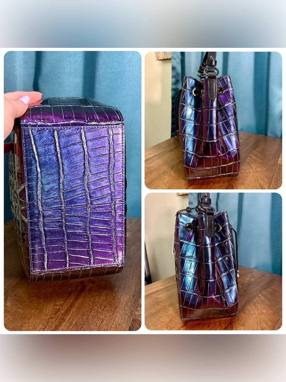 Brahmin NWT Melinda & Veronica - Heroic Purple Kingstone - Shimmer Color Shift - Picture 6 of 17